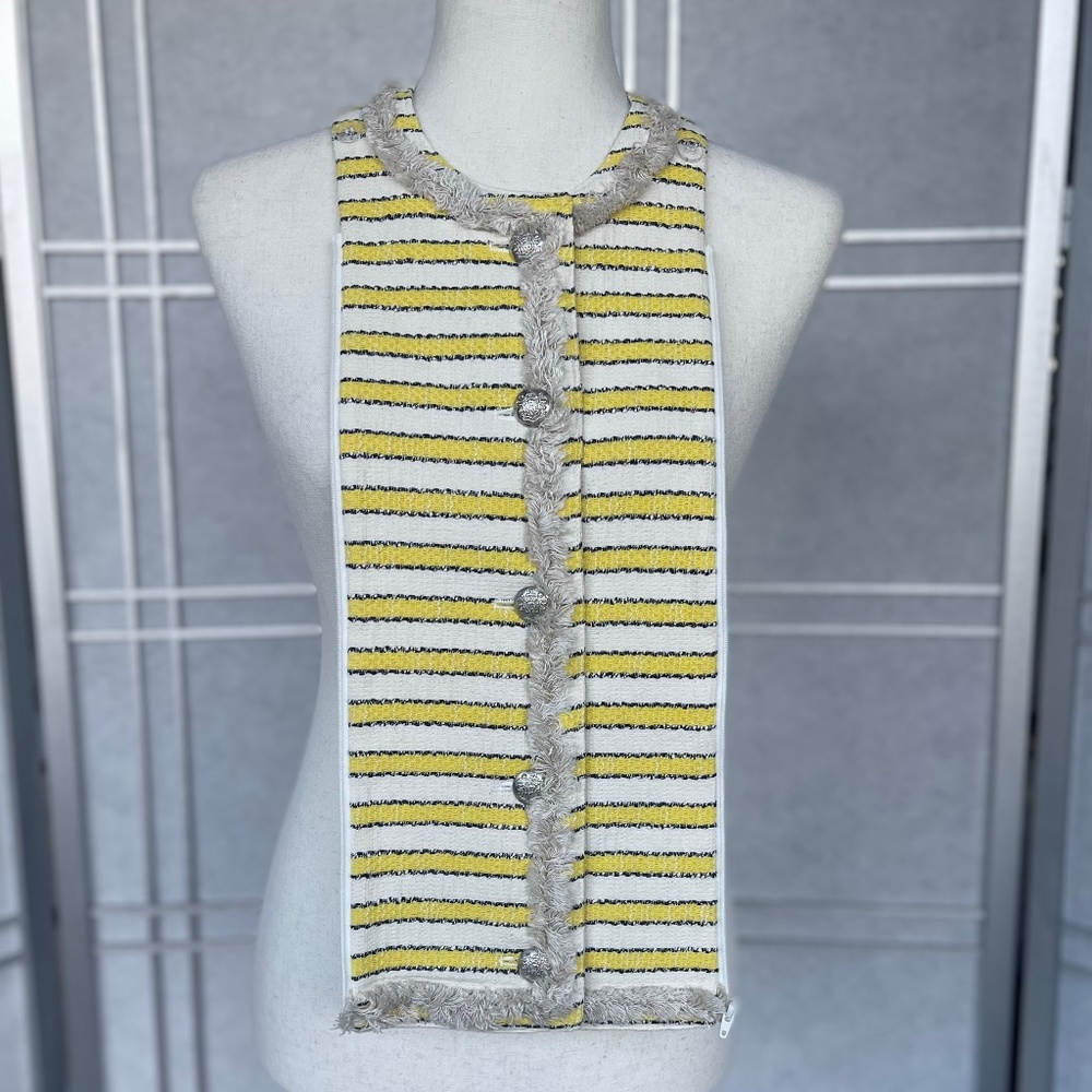 NWOT Veronica Beard White/Yellow Striped Dickey sz O/S